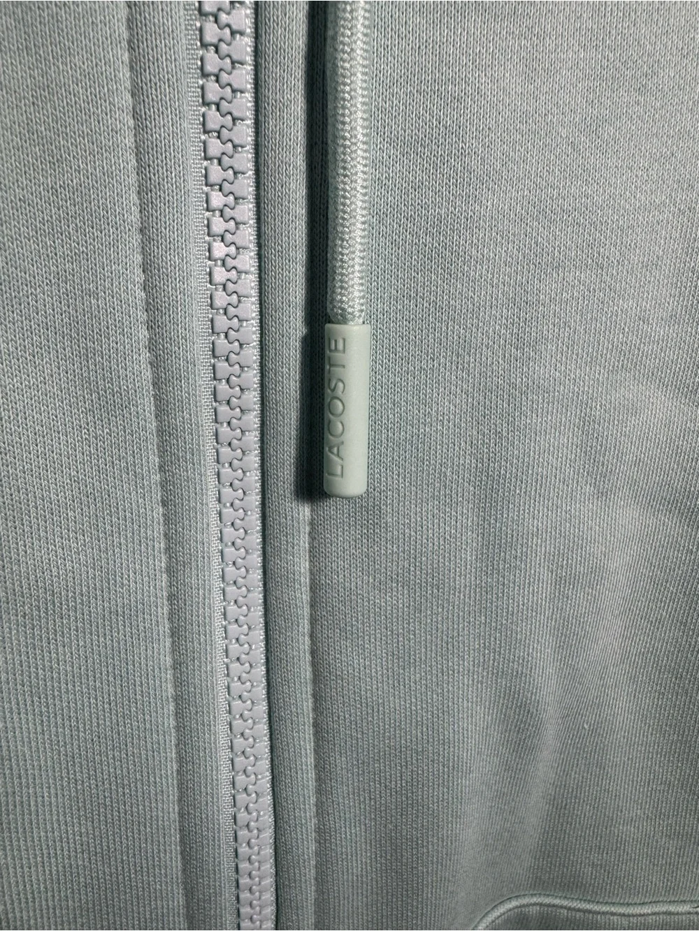 Lacoste Men’s Zip-Up Fleece Hoodie in mint green size XL